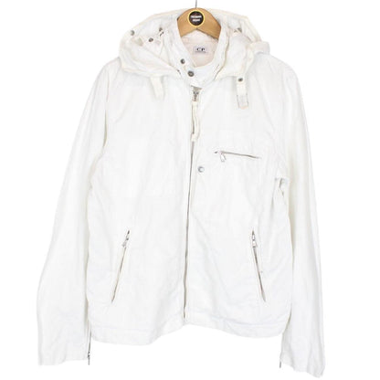 Vintage CP Company SS 2006 White Full Zip Multi Pocket Cotton Lino Flax Goggle