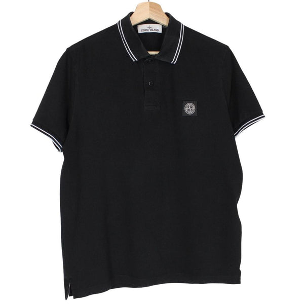 Stone Island Black Short Sleeve Compass Cotton Polo Shirt
