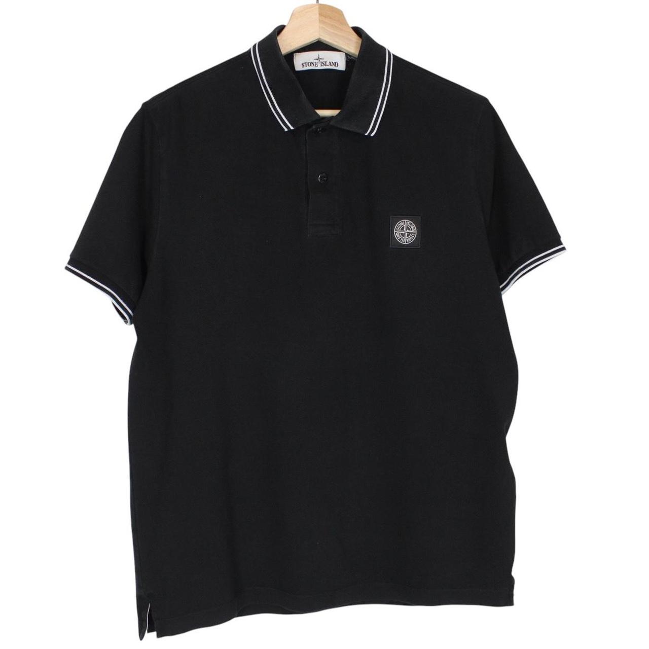 Stone Island Black Short Sleeve Compass Cotton Polo Shirt