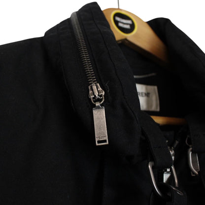 Saint Laurent Black Waxed Cotton Full Zip Parka Jacket