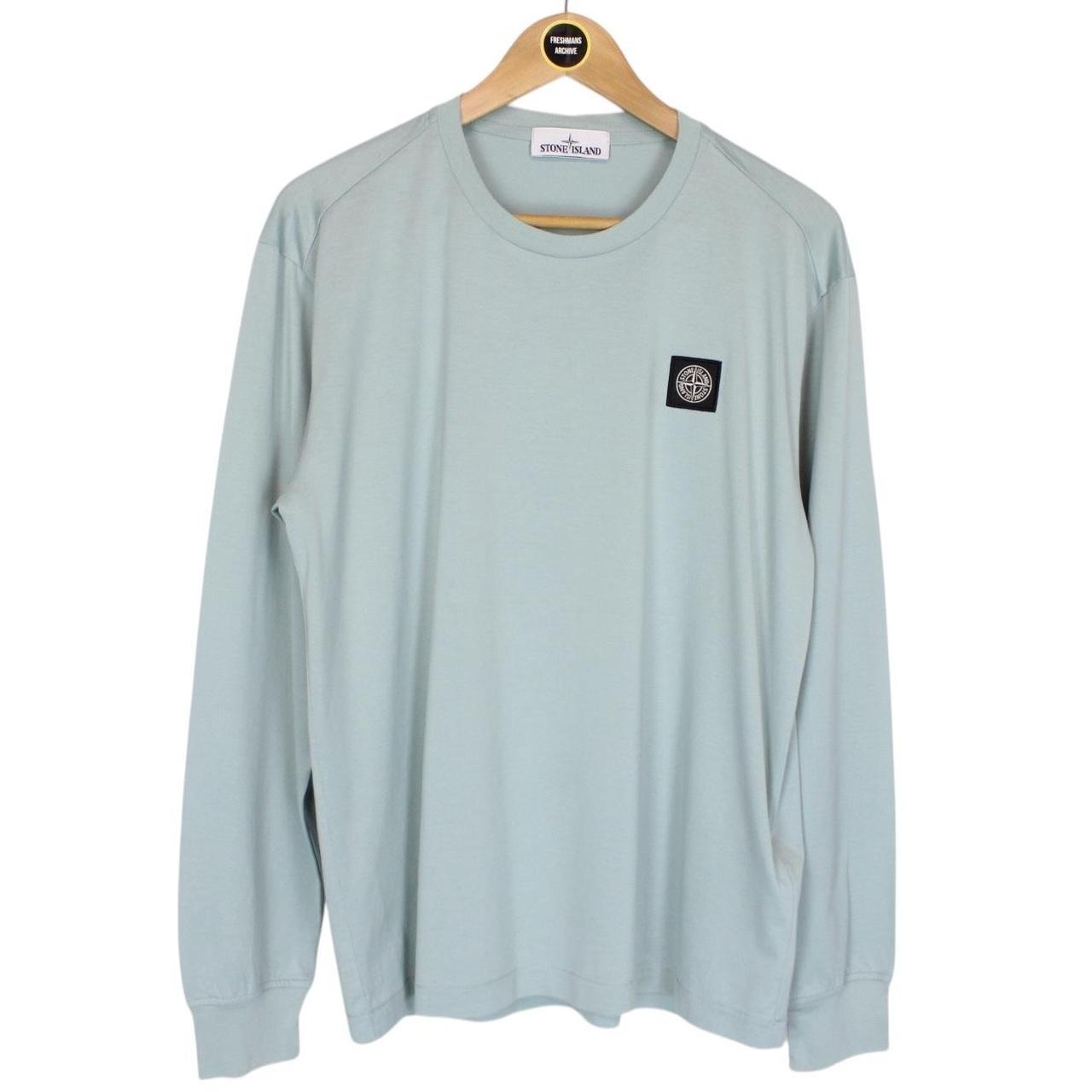 Stone Island Blue Long Sleeve Cotton Compass T-Shirt