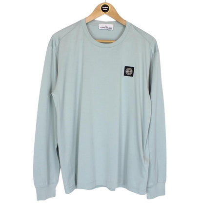 Stone Island Blue Long Sleeve Cotton Compass T-Shirt