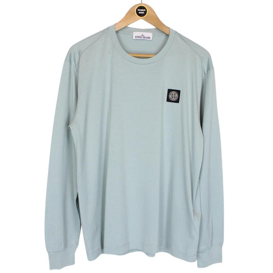 Stone Island Blue Long Sleeve Cotton Compass T-Shirt