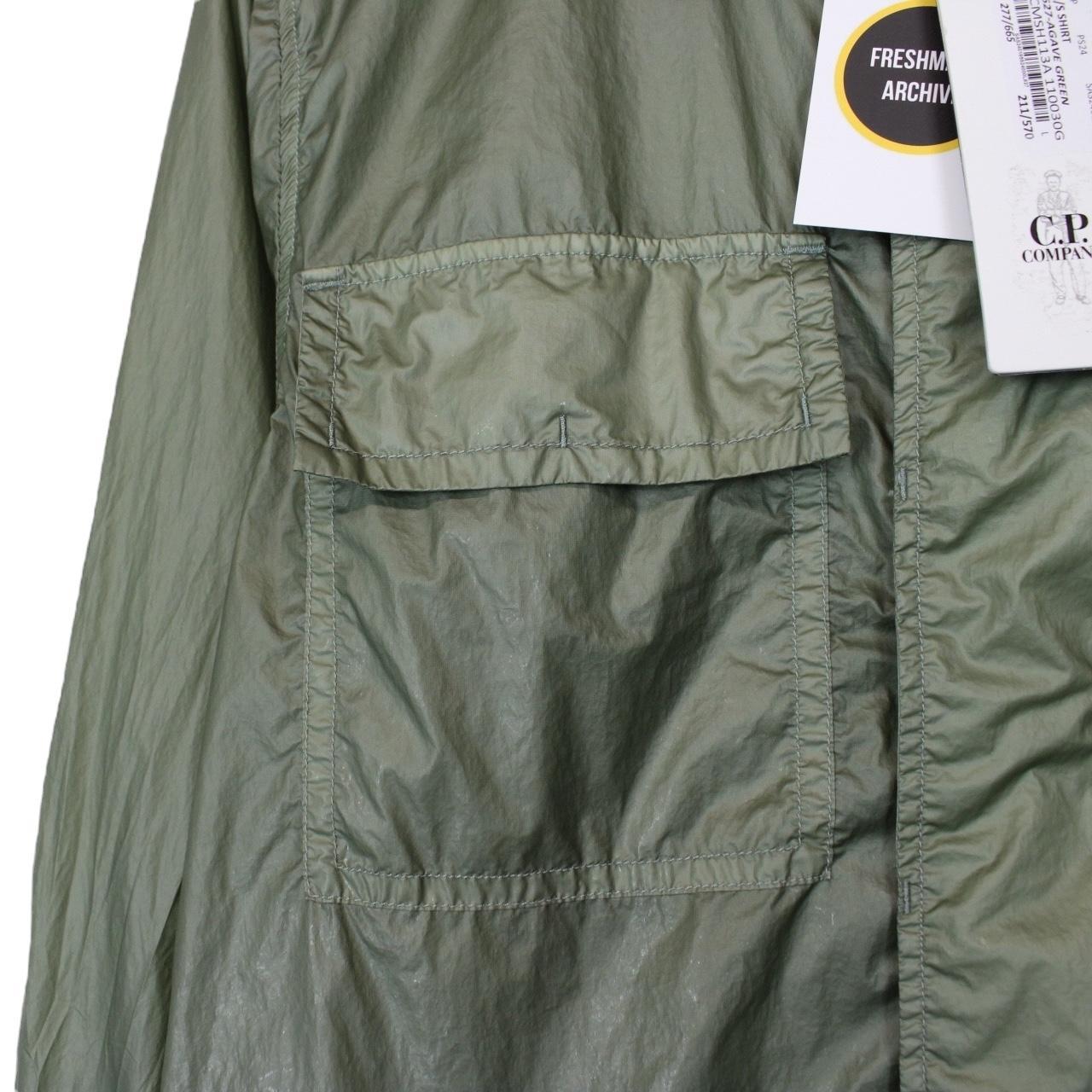 CP Company Green CS II Garment Dyed Full Zip Nylon Lens Overshirt