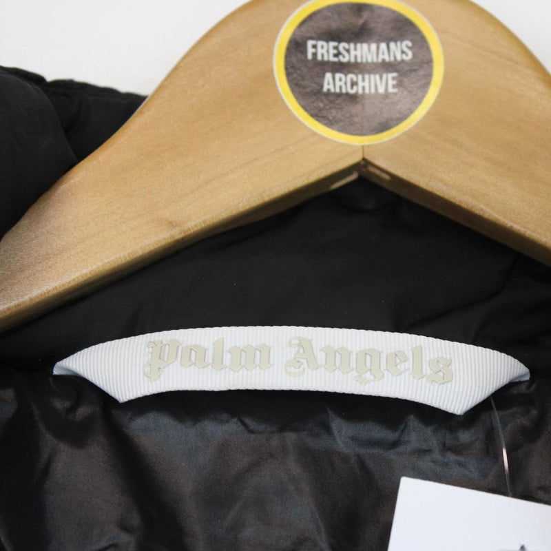 Palm Angels Black and White Full Zip Down Track Puffer Jacket