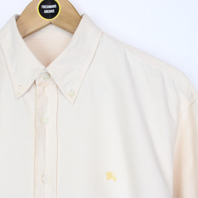 Vintage 00s Burberry London Peach Long Sleeve Cotton Shirt
