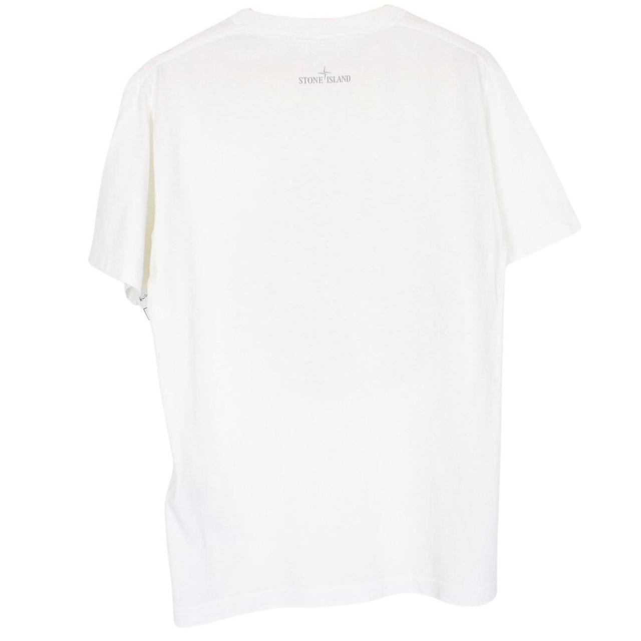 Stone Island AW 2021 White Short Sleeve Cotton Lenticular Logo Print T-Shirt