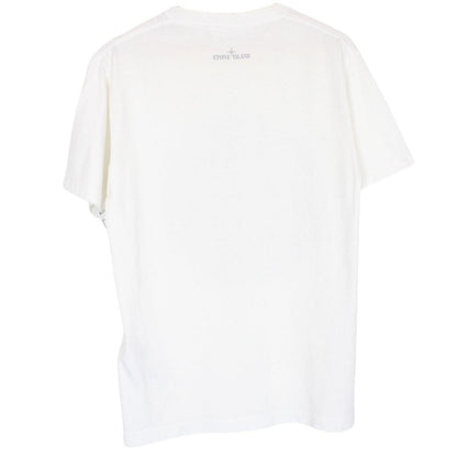 Stone Island AW 2021 White Short Sleeve Cotton Lenticular Logo Print T-Shirt