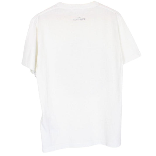 Stone Island AW 2021 White Short Sleeve Cotton Lenticular Logo Print T-Shirt