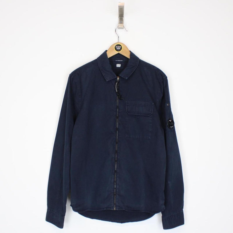 CP Company Navy Blue Full Zip Cotton Lens Overshirt