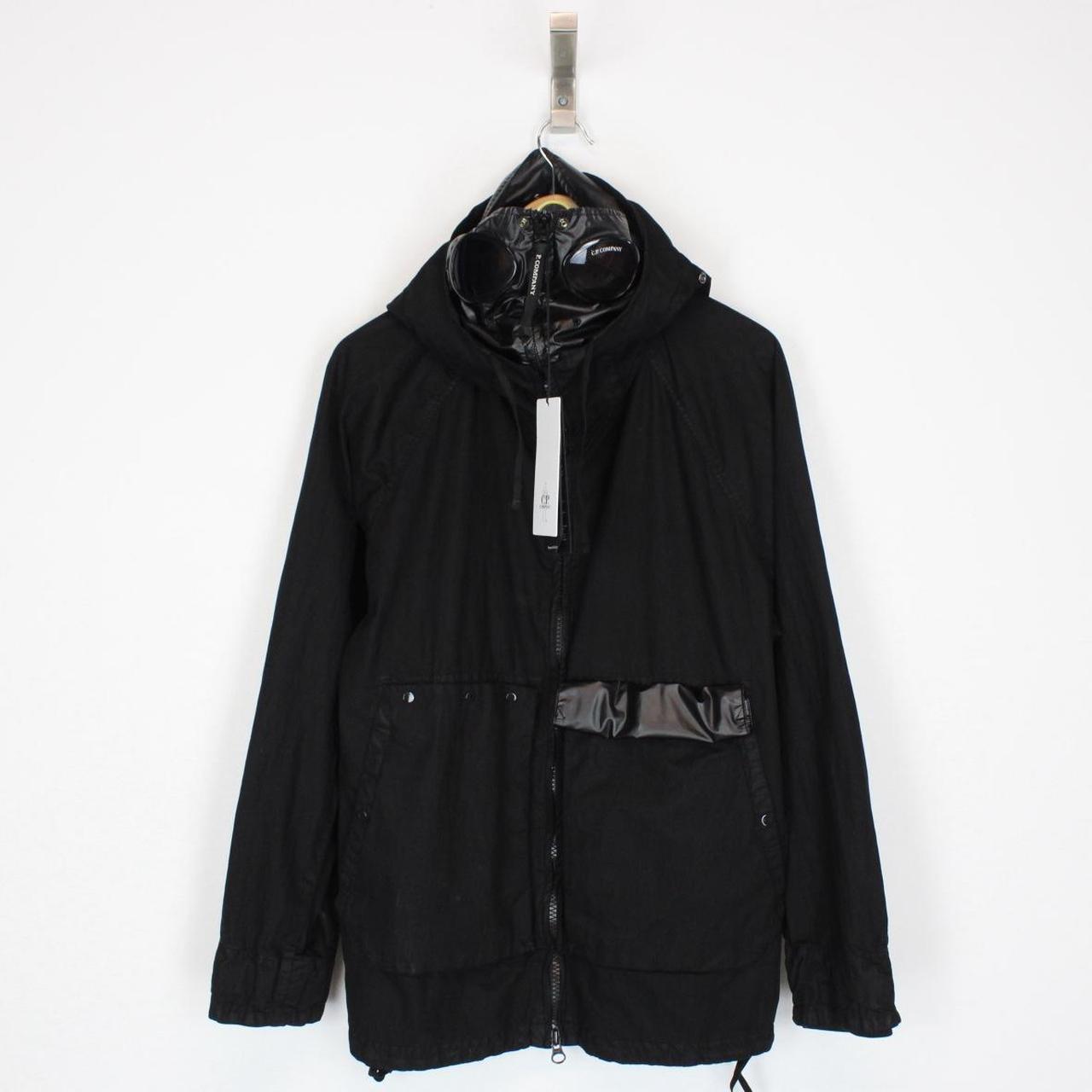 CP Company Black 50 Fili Gum Mixed Full Zip Hooded Explorer Goggle Jacket