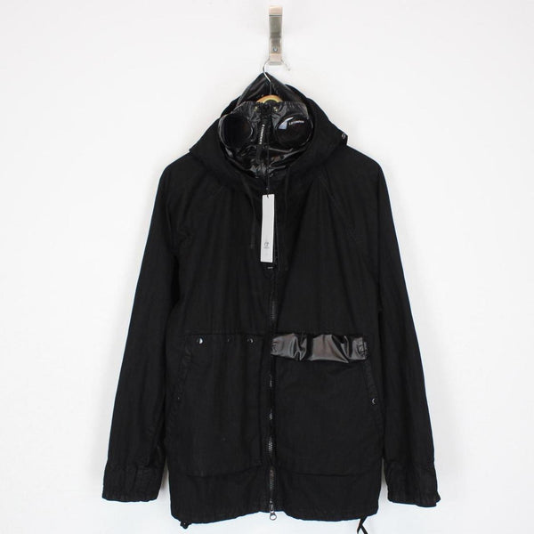 CP Company Black 50 Fili Gum Mixed Full Zip Hooded Explorer Goggle Jacket