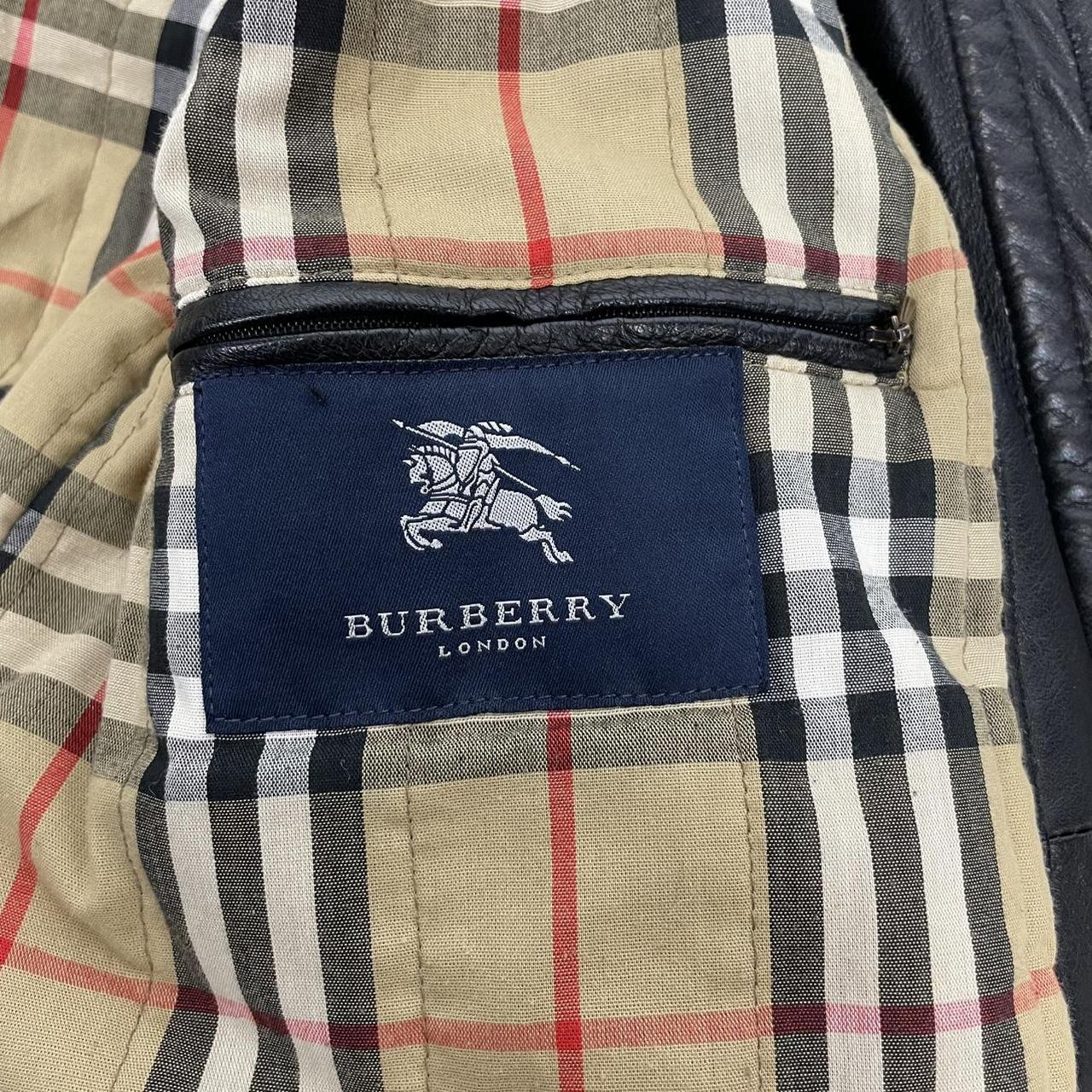 Vintage 90s Burberry Black Nova Check Lined Leather Duffle Coat