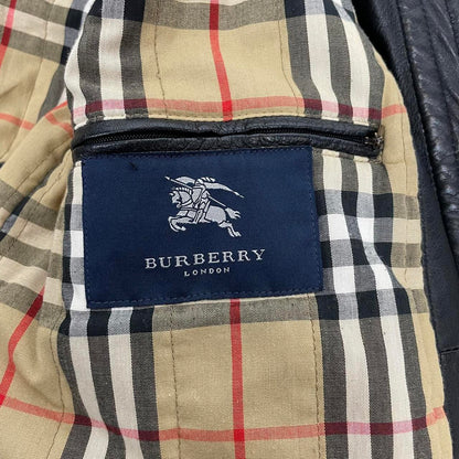 Vintage 90s Burberry Black Nova Check Lined Leather Duffle Coat