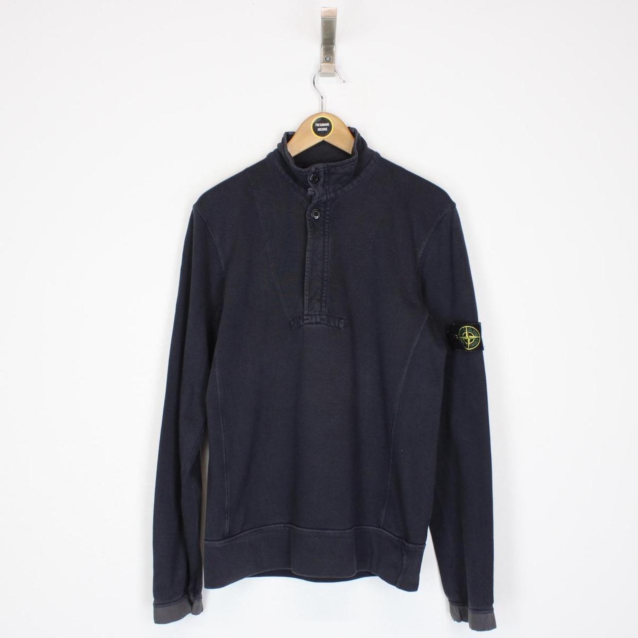 Vintage Stone Island SS 2009 Navy Blue Cotton 1/4 Zip Sweatshirt Jumper