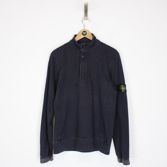 Vintage Stone Island SS 2009 Navy Blue Cotton 1/4 Zip Sweatshirt Jumper