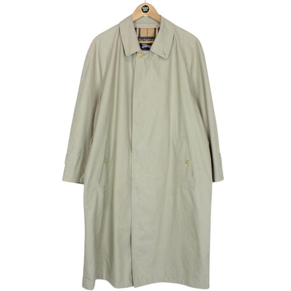 Vintage 90s Burberry Khaki Green Nova Check Single Breasted Trench Coat
