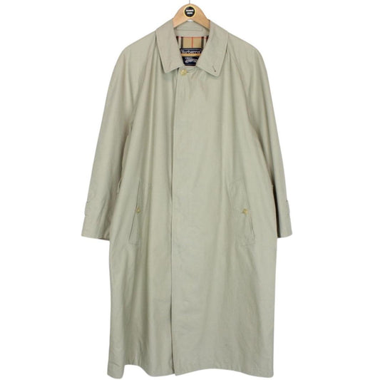 Vintage 90s Burberry Khaki Green Nova Check Single Breasted Trench Coat