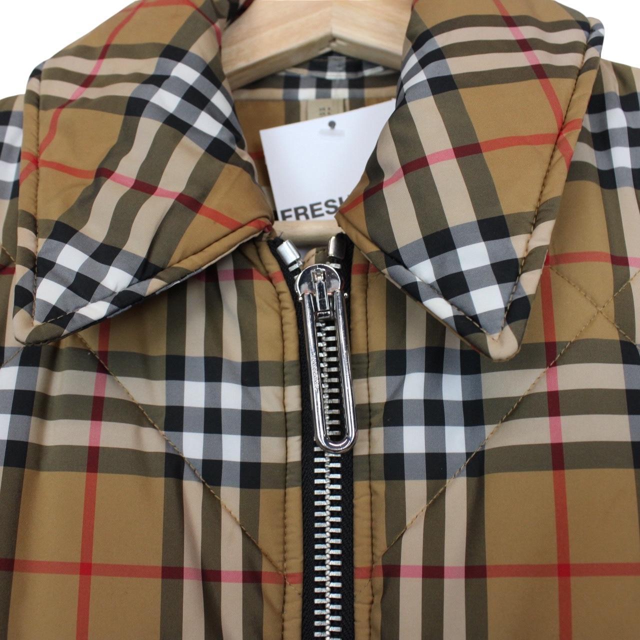 Burberry Tan Brown Knowstone Nova Check Full Zip Quilted Jacket
