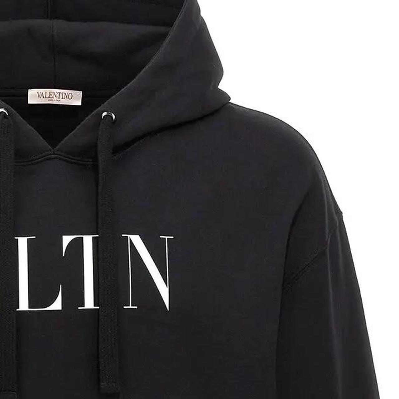 Valentino Black and White VLTN Print Spellout Hoodie Sweatshirt