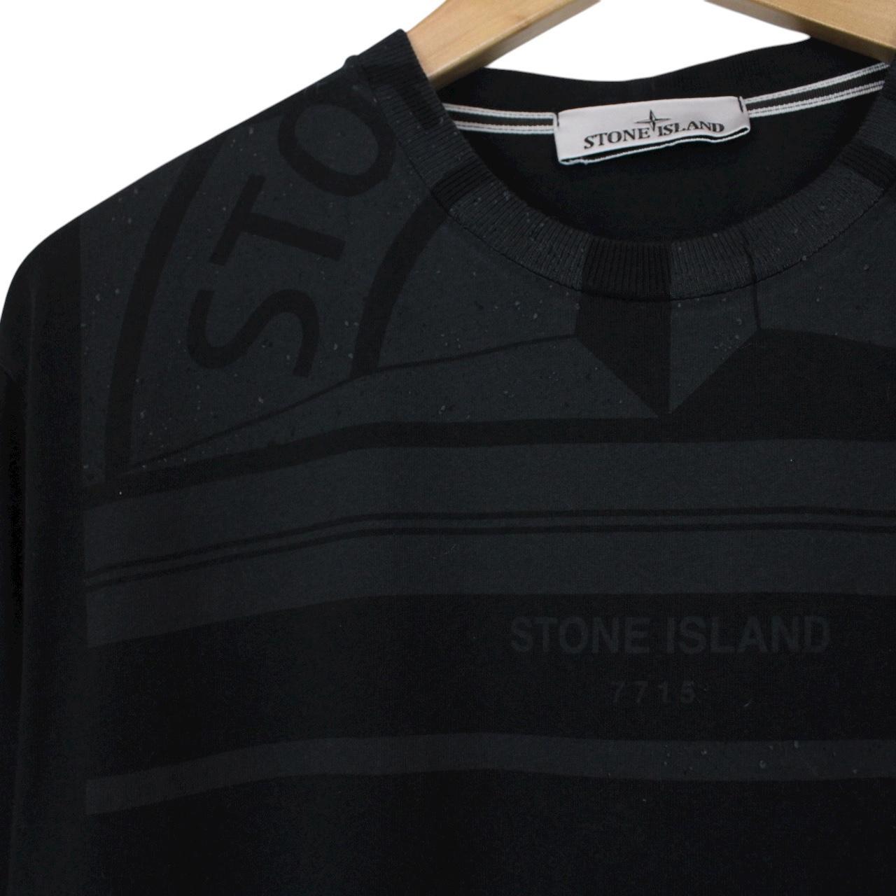 Stone Island AW 2022 Black Short Sleeve Cotton Logo Print T-Shirt