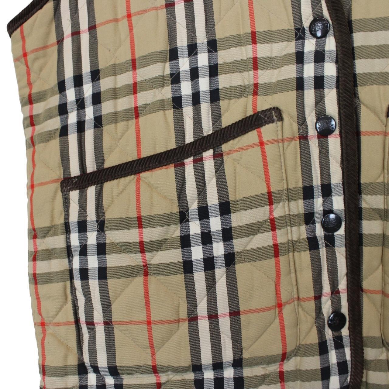Vintage 90s Burberry Beige Nova Check Quilted Vest Jacket