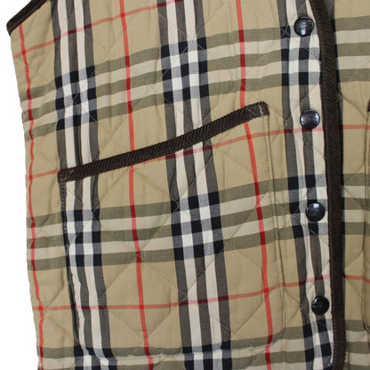 Vintage 90s Burberry Beige Nova Check Quilted Vest Jacket