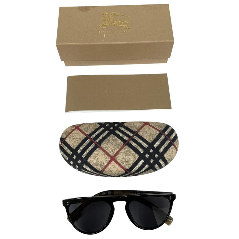 Burberry Black and Brown Nova Check BE4281 Round Sunglasses