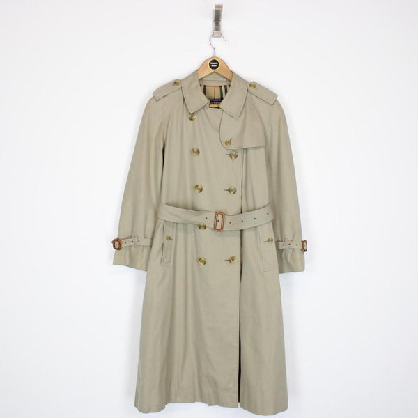 Vintage 90s Burberry Beige Double Breasted Belted Trench Coat