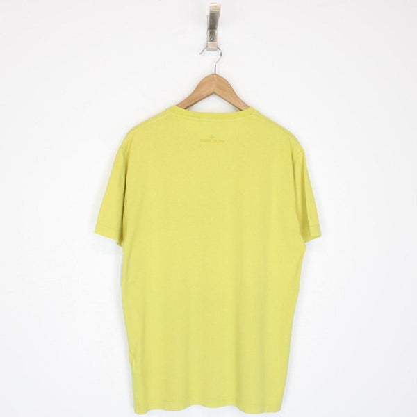 Stone Island SS 2019 Yellow Short Sleeve Reflective Logo Print Cotton T-Shirt