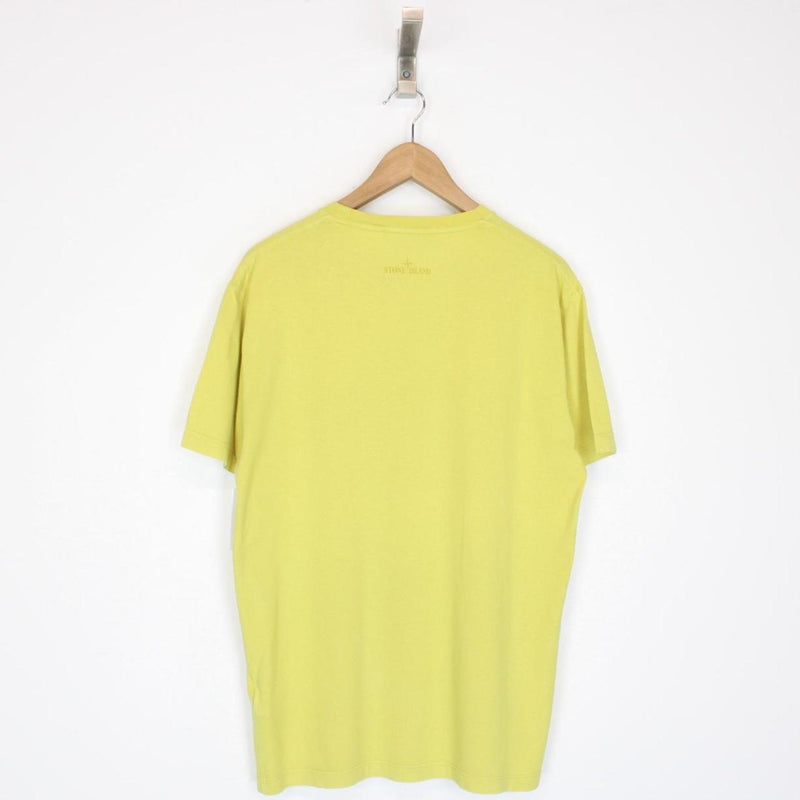 Stone Island SS 2019 Yellow Short Sleeve Reflective Logo Print Cotton T-Shirt