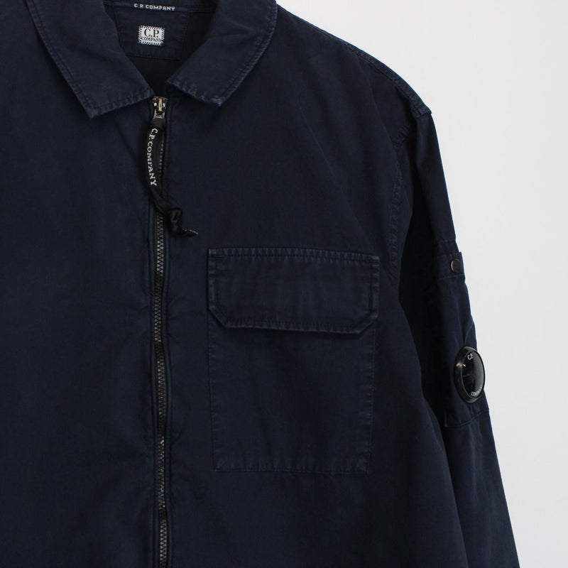 CP Company Navy Blue Full Zip Cotton Lens Overshirt