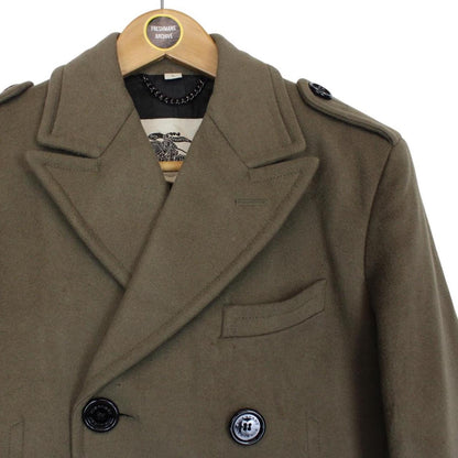 Burberry London Green Cashmere Virgin Wool Double Breasted Coat