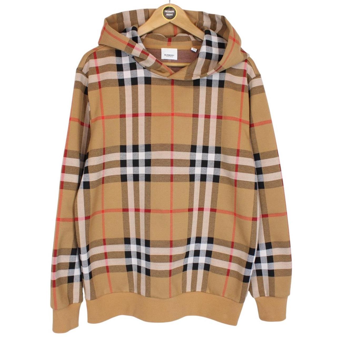 Burberry Tan Brown Archive Nova Check Pullover Hoodie Jumper