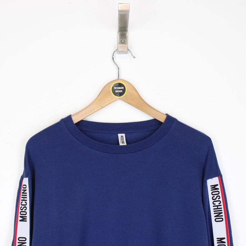 Love Moschino Navy Blue and Red Virgin Wool Knit Sweatshirt Jumper