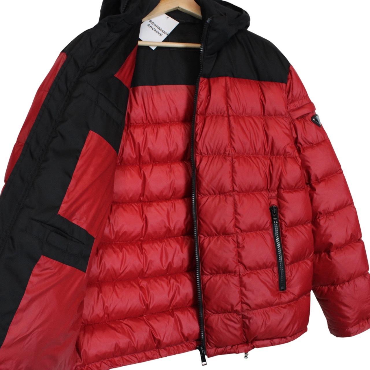 Prada Nylon Red and Black Full Zip Down Puffer Jacket