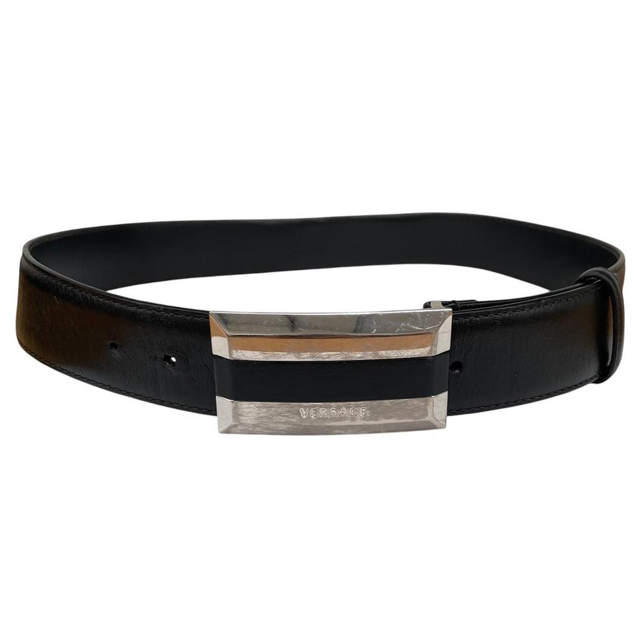 Versace Black and Silver Leather Belt