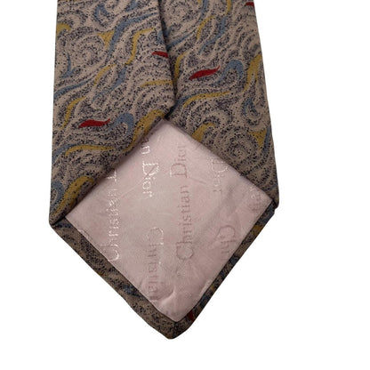 Vintage Christian Dior Multicoloured Abstract Print Silk Tie
