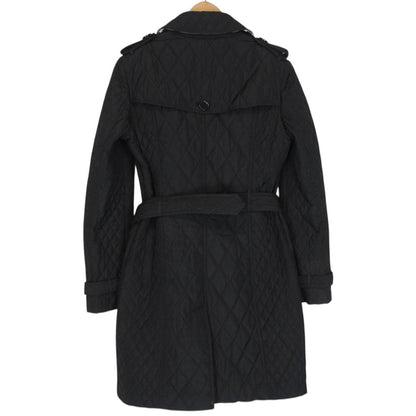 Burberry London Black Nova Check Quilted Belted Trench Coat