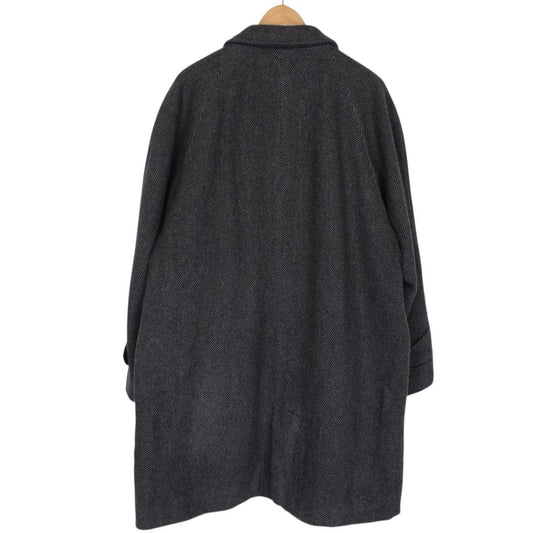 Vintage 90s Burberry Grey and Black Herringbone Wool/Camelhair Overcoat