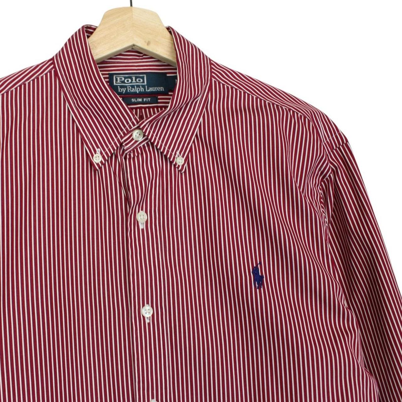 Polo Ralph Lauren Red and White Striped Long Sleeve Cotton Shirt