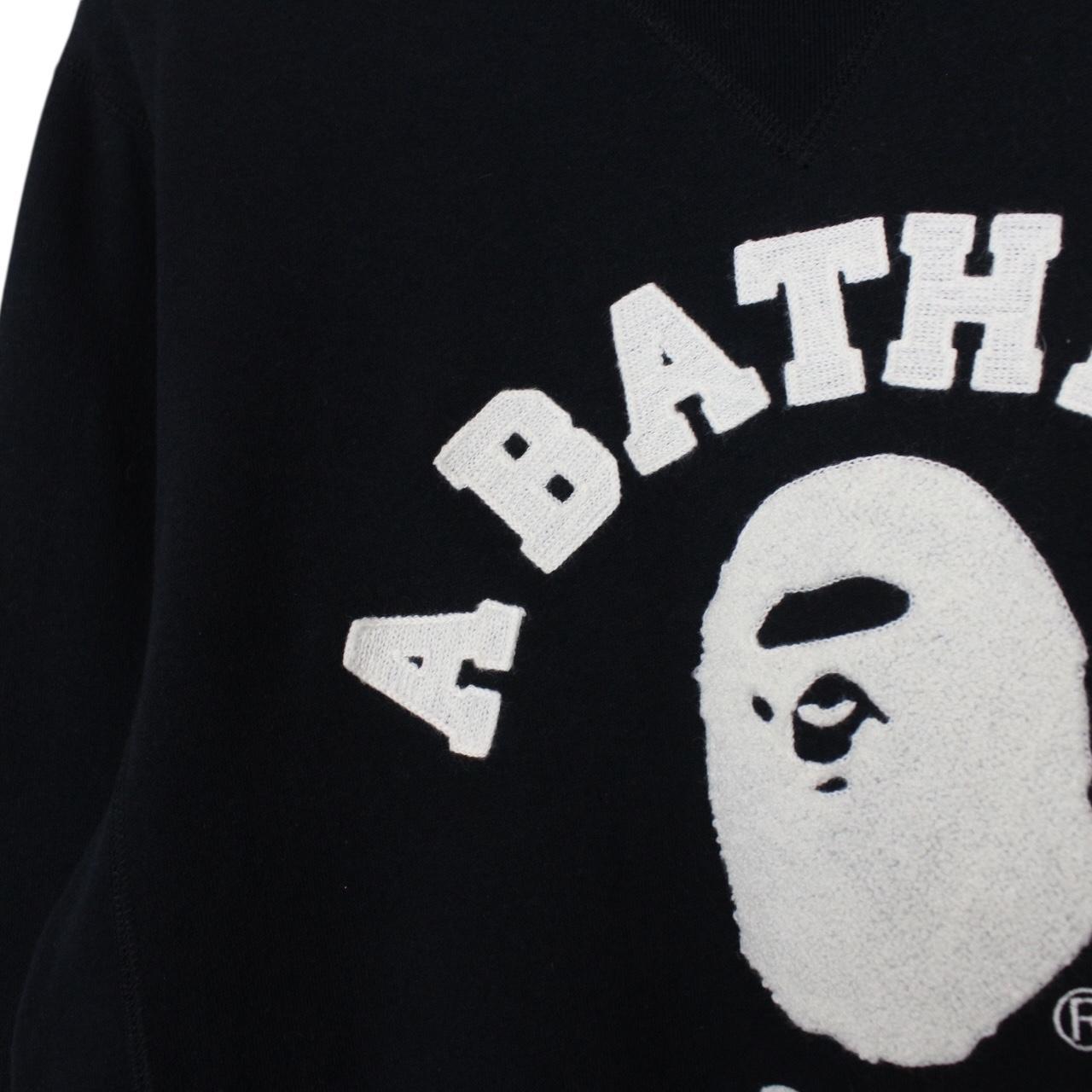 Bape Black and White Crew Neck Logo Print Sweatshirt Jumper