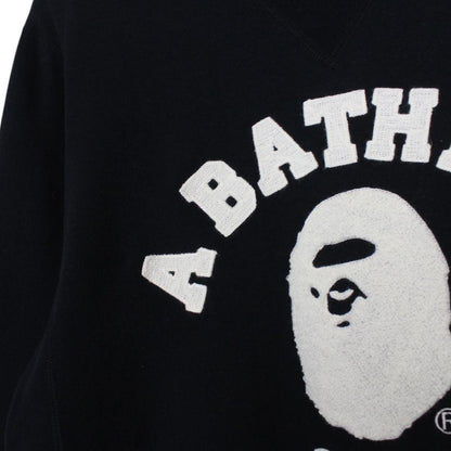 Bape Black and White Crew Neck Logo Print Sweatshirt Jumper