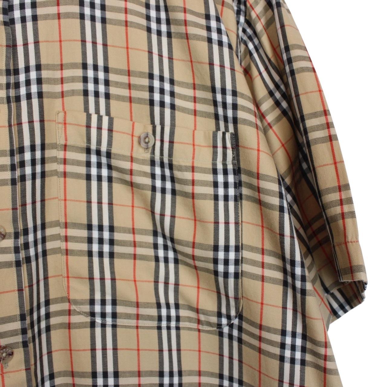 Vintage 90s Burberry Beige Nova Check Short Sleeve Cotton Shirt