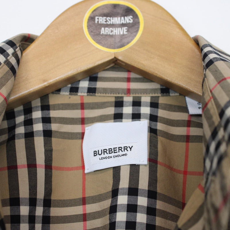 Burberry London Tan Brown Nova Check Long Sleeve Poplin Shirt