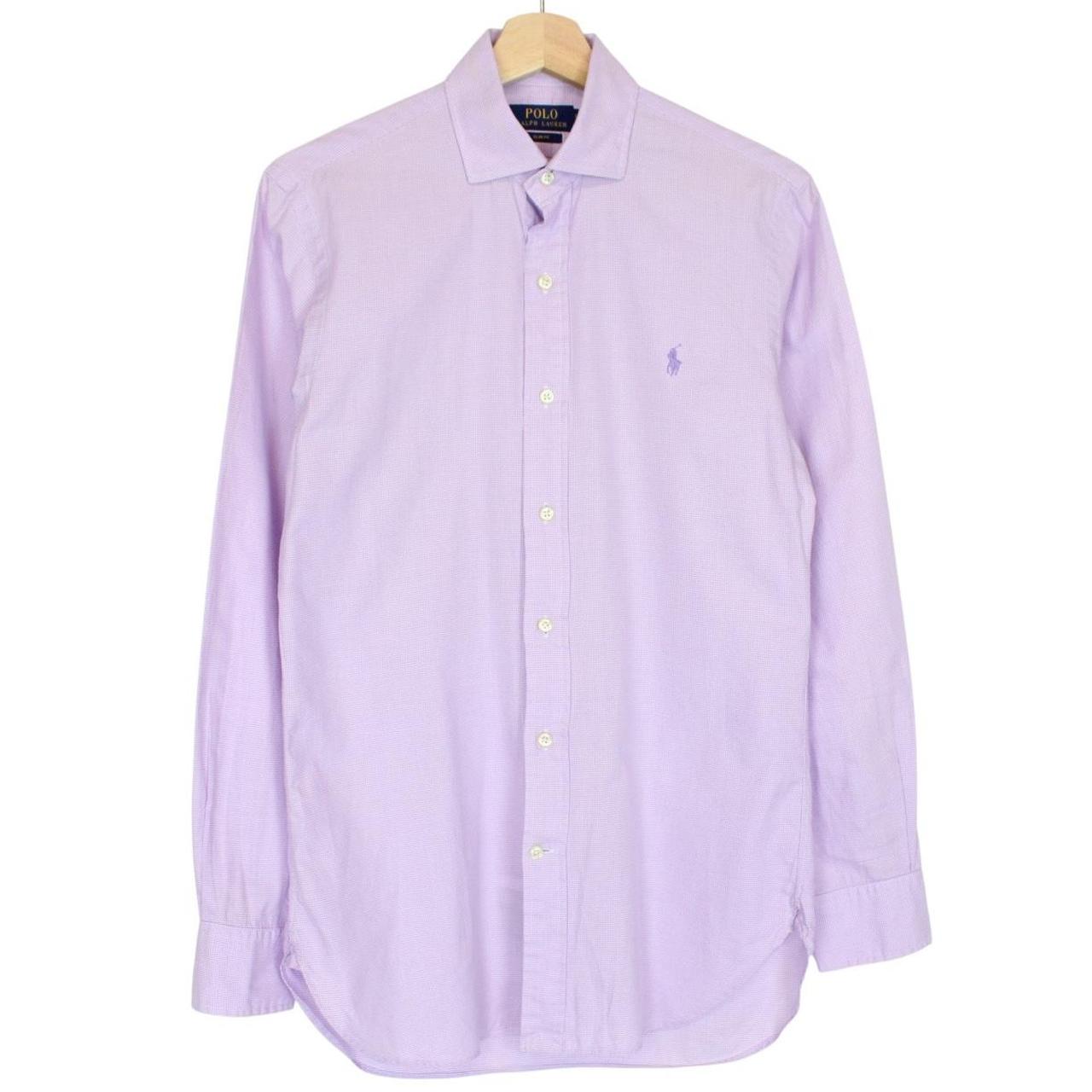 Polo Ralph Lauren Purple and White Cotton Long Sleeve Shirt