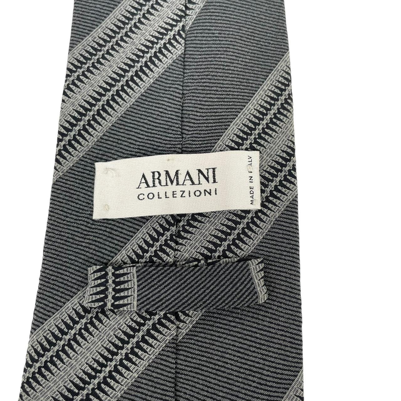 Armani Collezioni Grey Striped Silk Tie