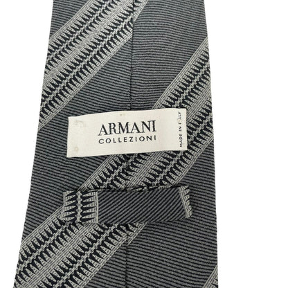 Armani Collezioni Grey Striped Silk Tie