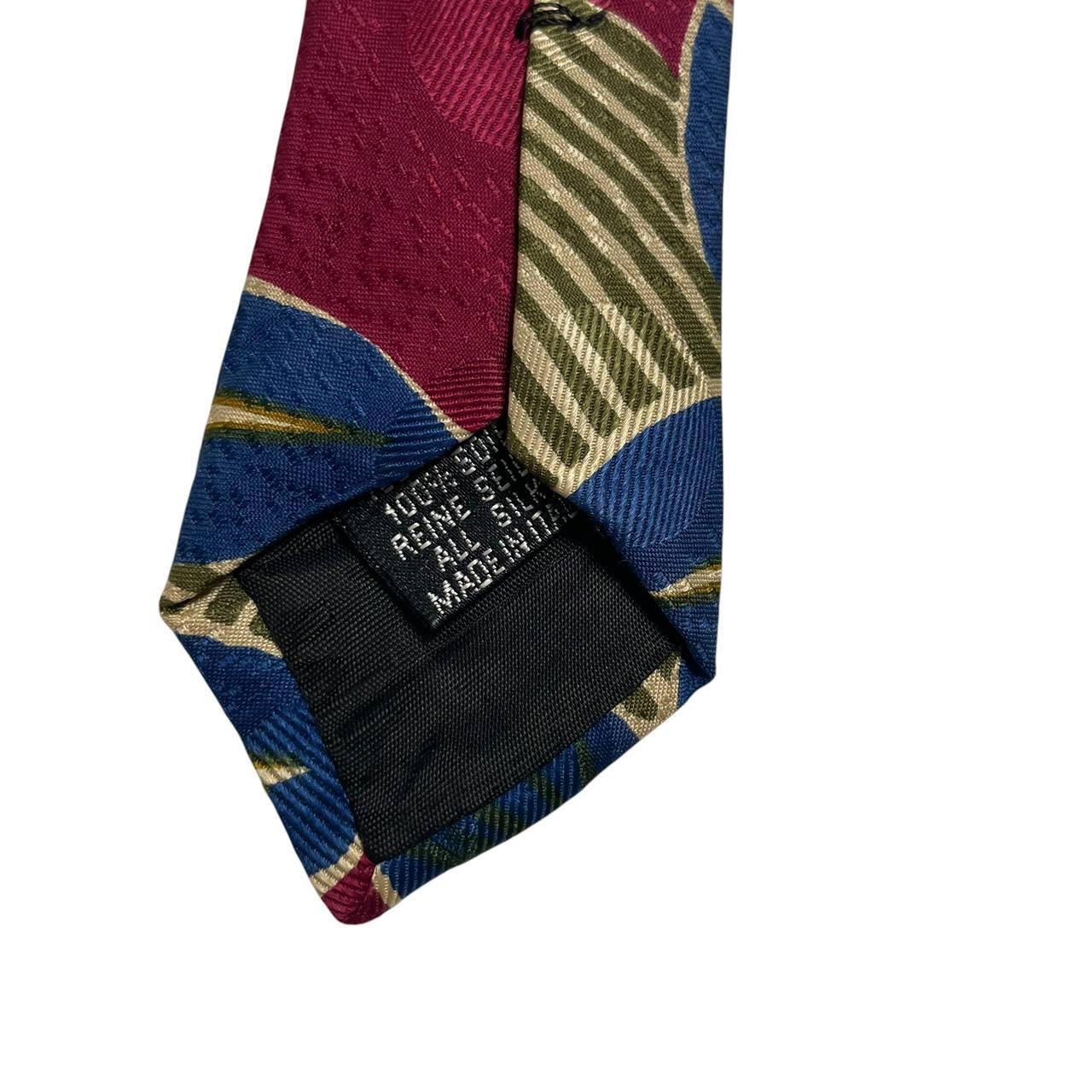 Hugo Boss cream multicoloured floral print silk tie with vibrant patterns and smooth texture.