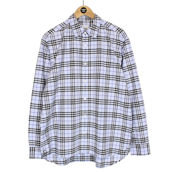Burberry Light Blue Nova Check Long Sleeve Cotton Shirt
